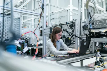 Modern factory floor with manufacturing equipment