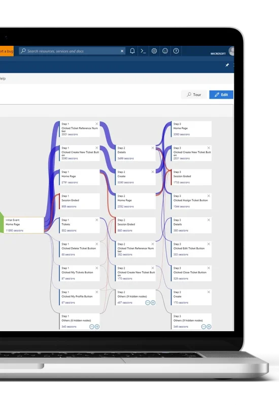 Microsoft Azure Dashboard on Laptop